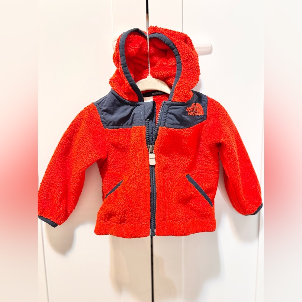 The North Face Bright Red and Navy Fleece Jacket